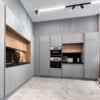 کابینت آشپزخانه مدرن و مینیمال طوسی هوم لند، نمای کلی