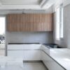 کابینت آشپزخانه گرین لند، کابینت بالا چوبی و پایین سفید