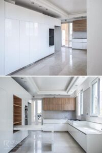 کابینت آشپزخانه مدرن روکش هایگلاس براق سفید