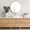 کابینت روشویی نیل، کابینت چوبی روشن با دو کاسه روشویی