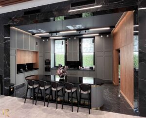 نمای با شکوه کابینت راک لند طوسی