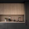 کابینت آشپزخانه رولند، کابینت بالا چوبی و پایین طوسی تیره