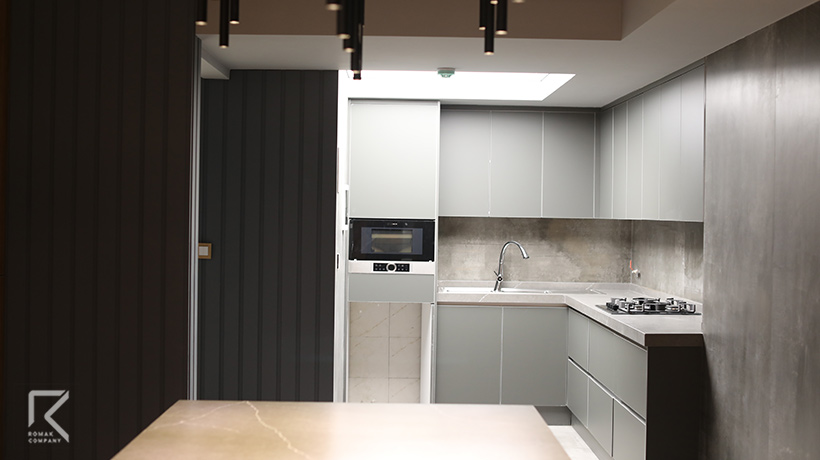 کابینت ام دی اف بارشین مدرن بدون دستگیره طوسی