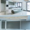 کابینت آشپزخانه وست لند، نمای عریض آشپزخانه طوسی در دو نما
