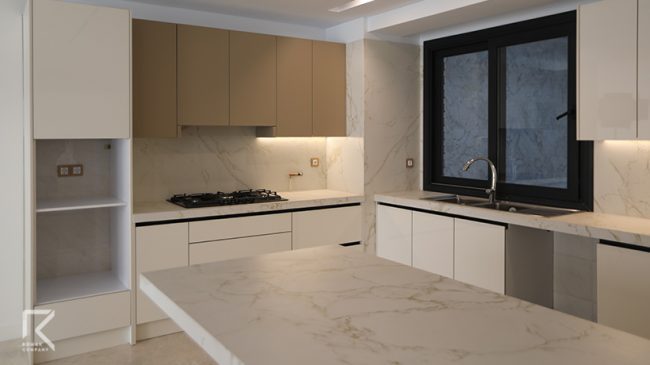 کابینت سفید کرم های گلاس مدرن