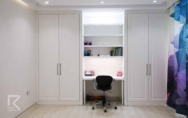 کمد دیواری جدید اتاق خواب با میز مطالعه