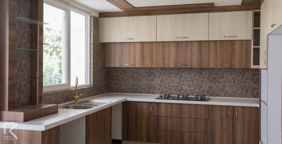 کابینت روکش چوب دو رنگ