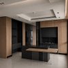 کابینت دو رنگ سفید و رنگ چوب اوک لند