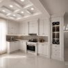 کابینت آشپزخانه واندرلند، نمای ال‌شکل کابینت‌های سفید از دور