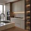 کابینت آشپزخانه مدرن طوسی و چوب وارم‌لند، تصویر سوم